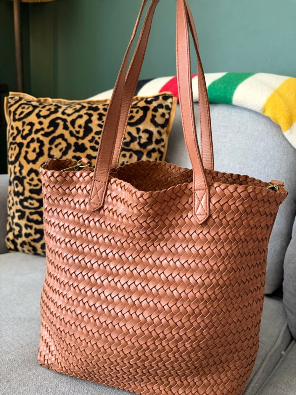 Madewell Woven Leather Tote in Tan - Picture 2 of 9